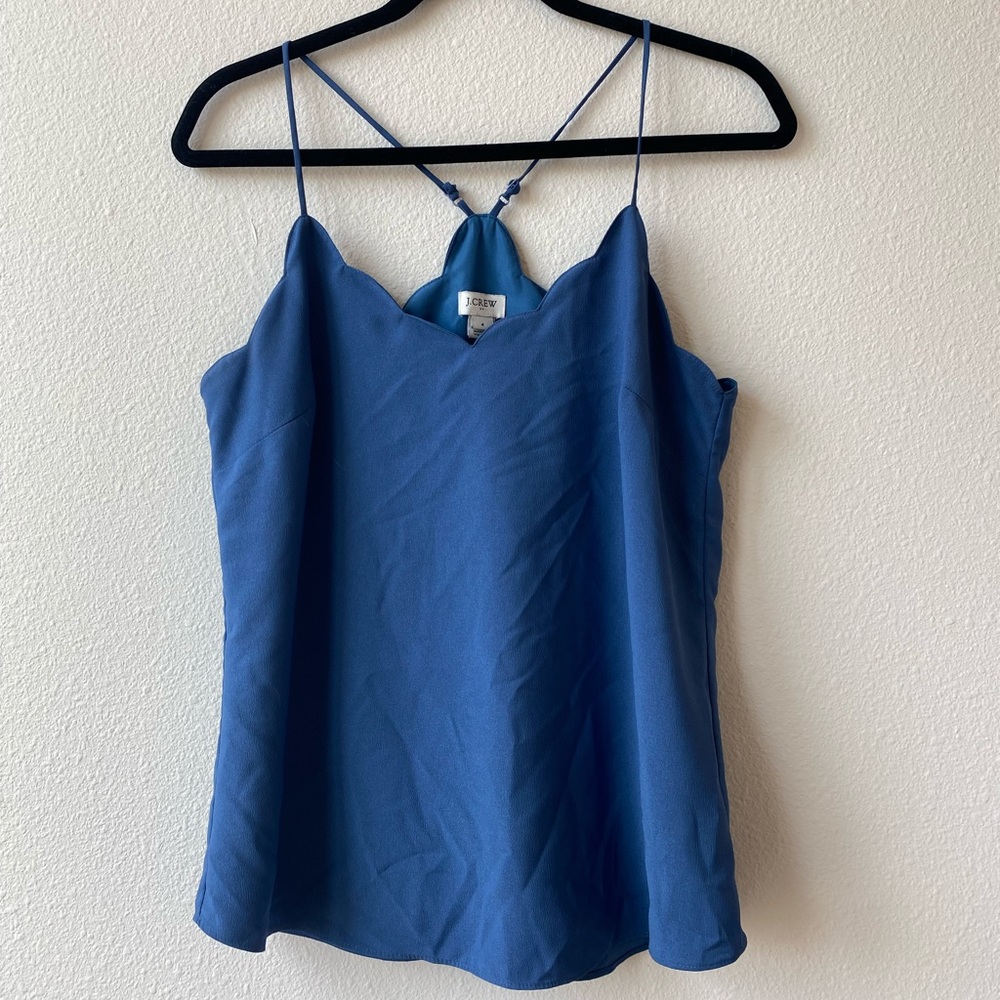 J Crew scalloped top, size 4 in medium blue